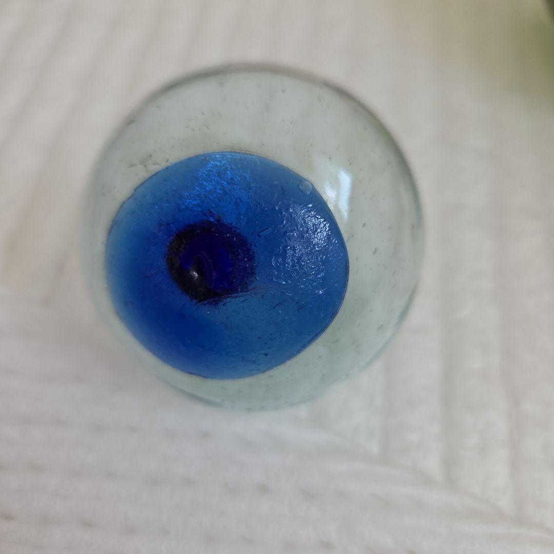 ガラス浮き玉 緑２ 青ボタン