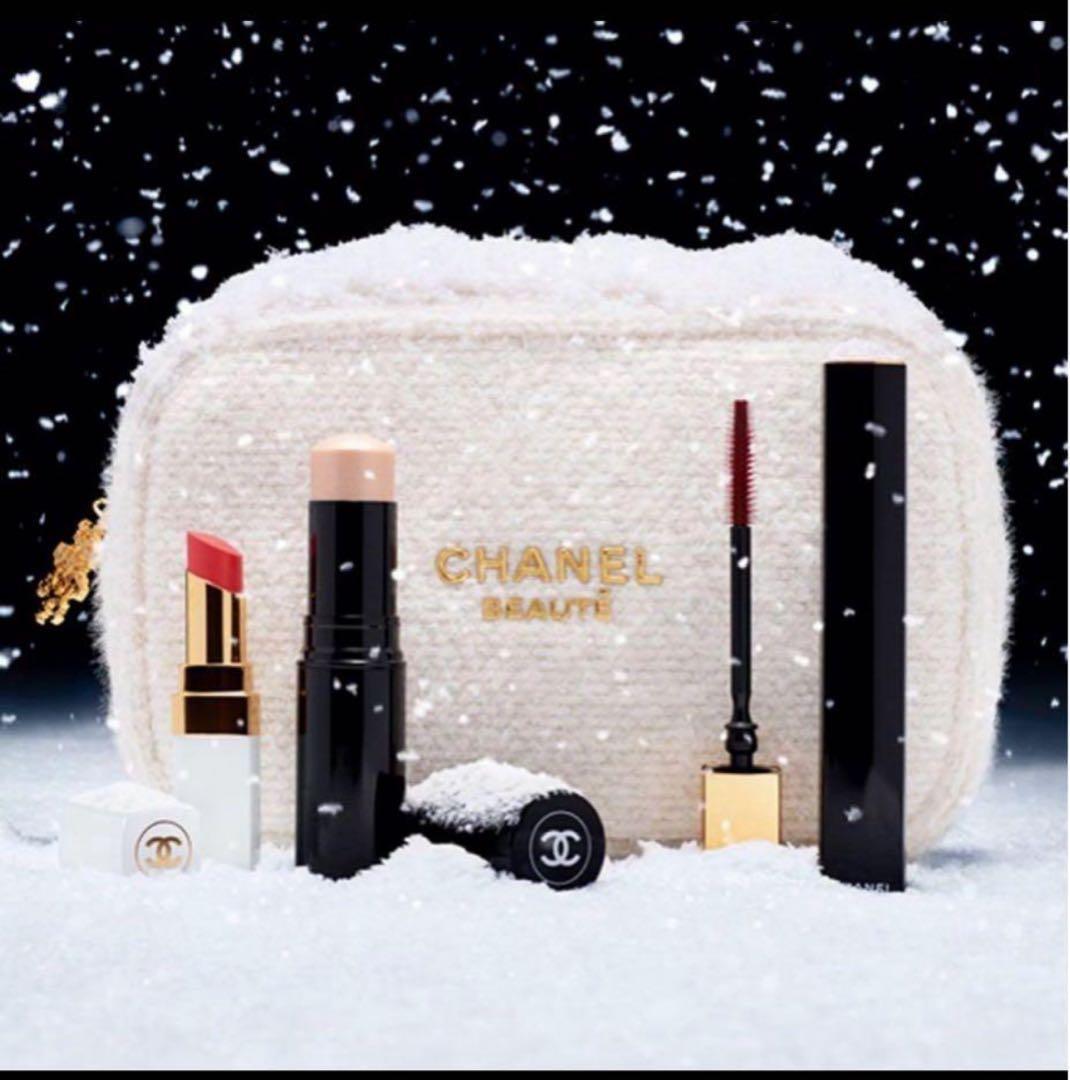 CHANEL 口紅セット ホワイトポーチ付き　ホリデーコレクション　ポーチ付き