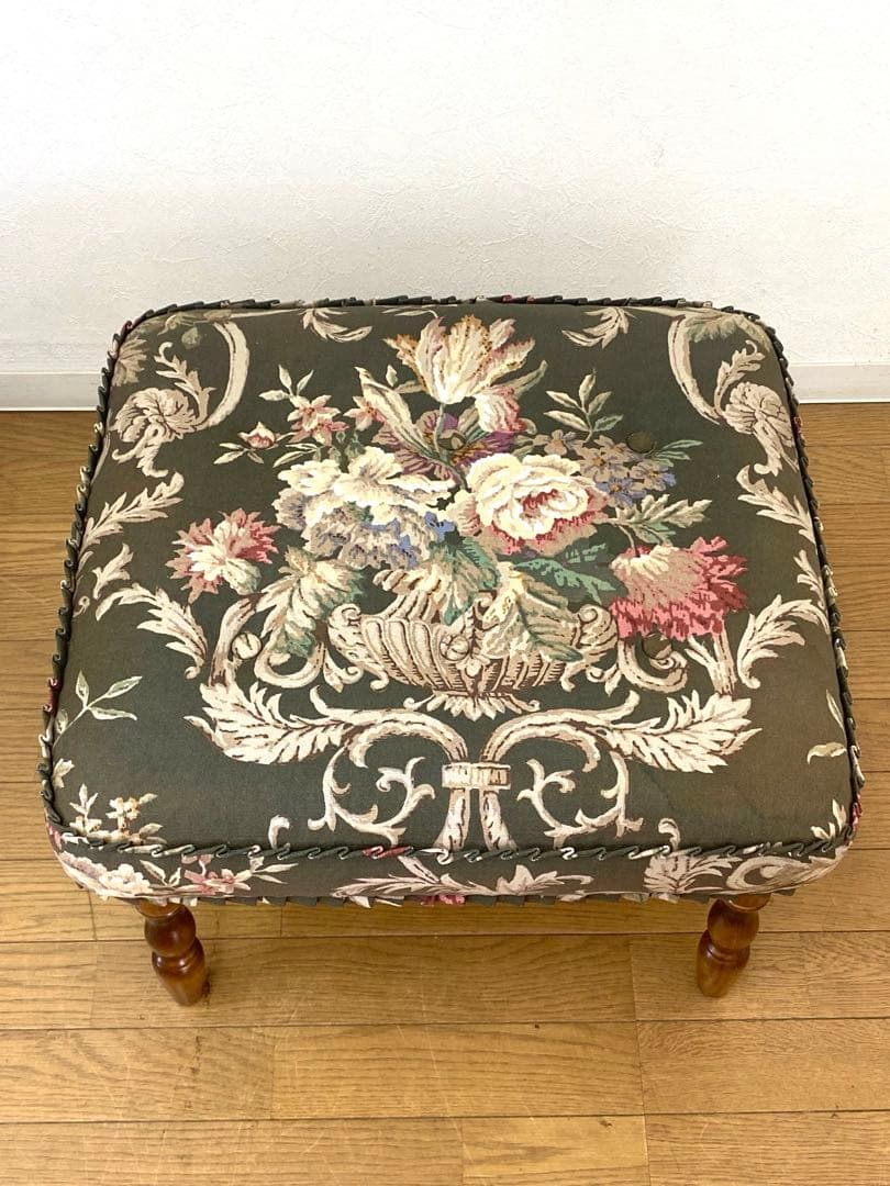 アンティーク レトロ カリモク コロニアル オットマン スツール