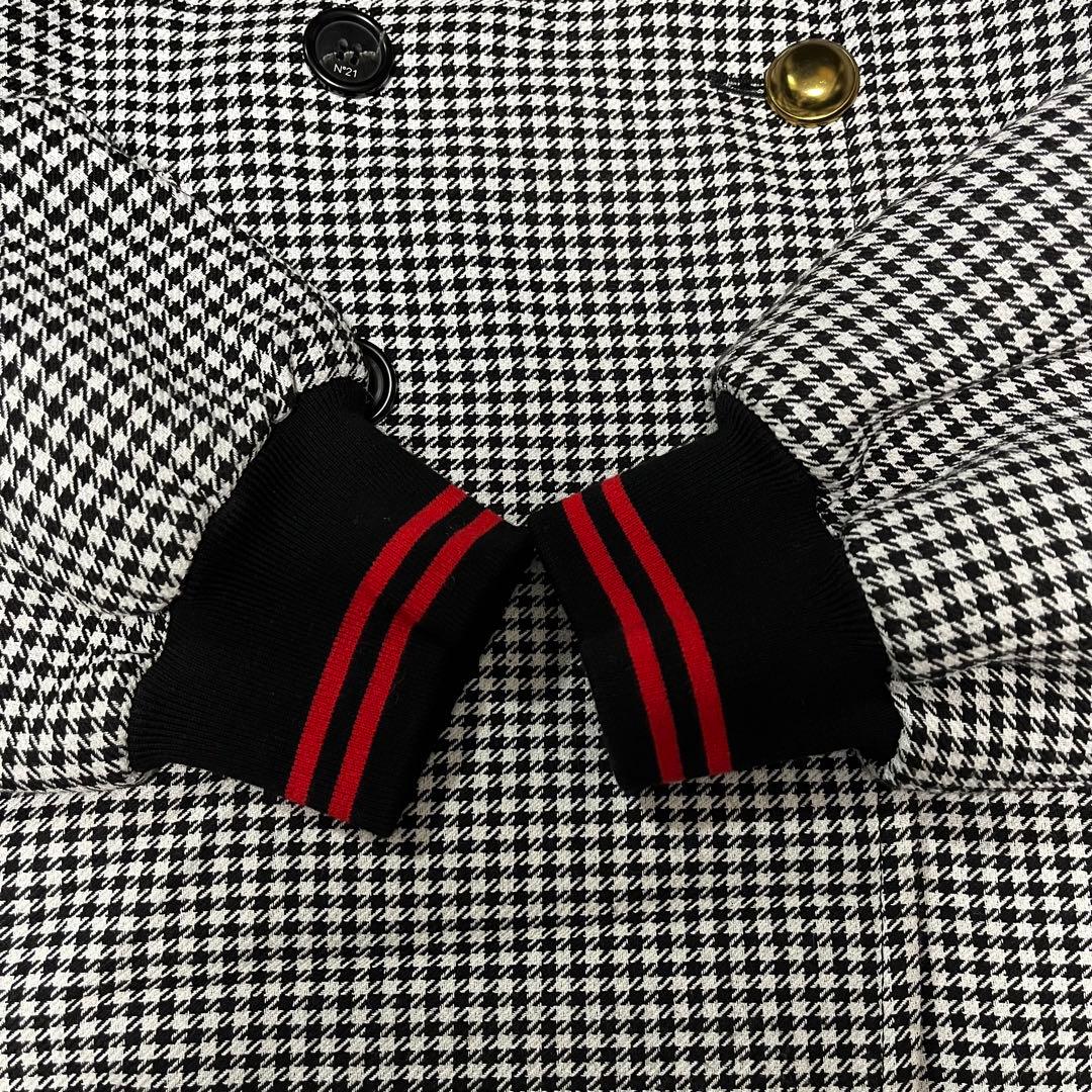 N°21 ヌメロヴェントゥーノ ピーコート パイソン チェック ボーダー 羊革