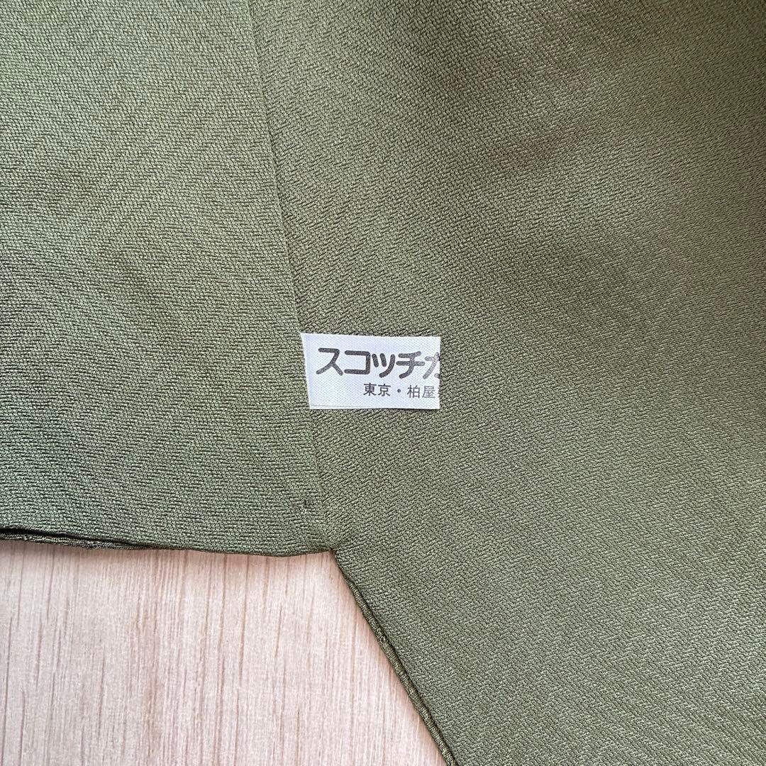 色無地　フルセット　着物　正絹　しつけ付き　ロング丈　灰緑　卒業式　入学式　J6