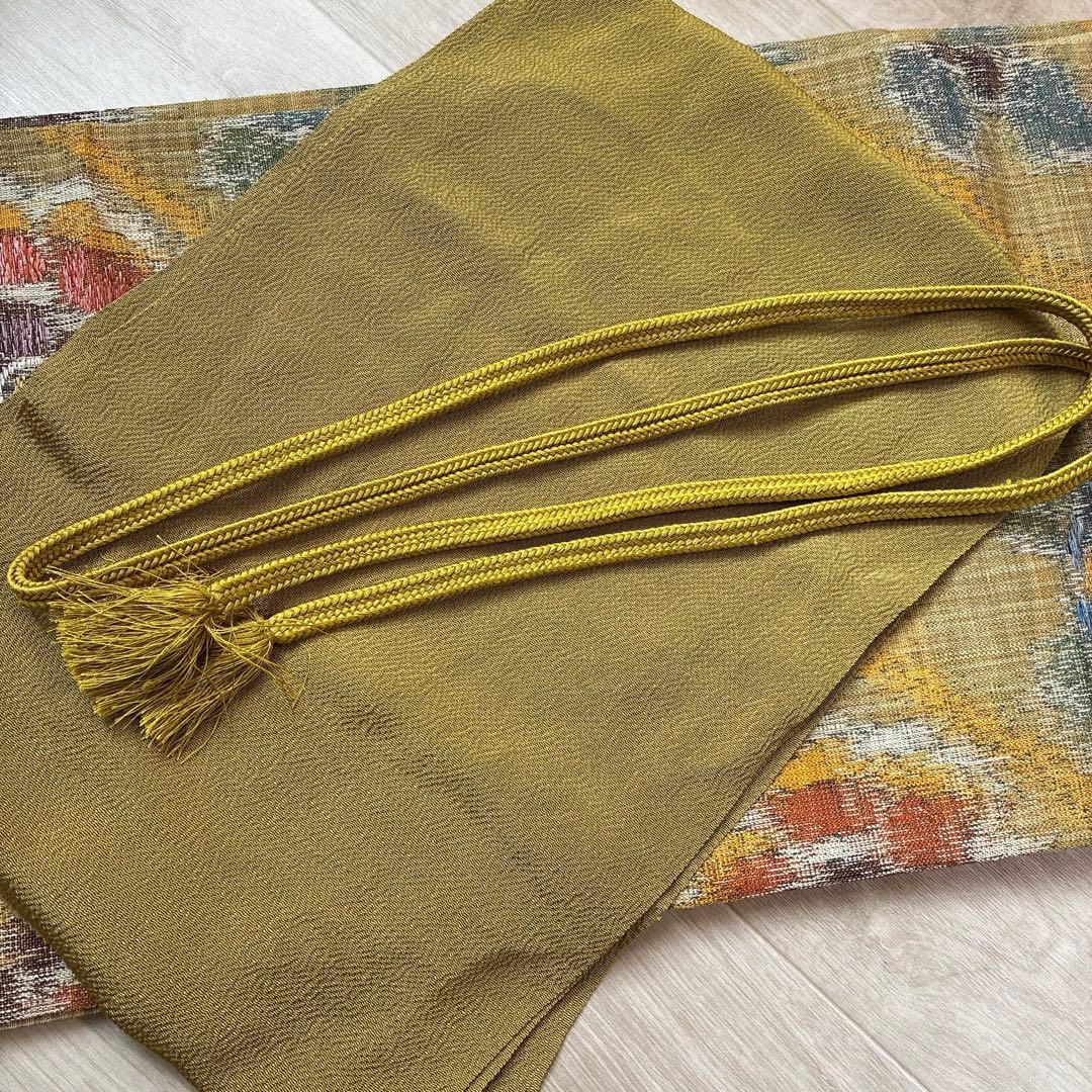 色無地　フルセット　着物　正絹　しつけ付き　ロング丈　灰緑　卒業式　入学式　J6