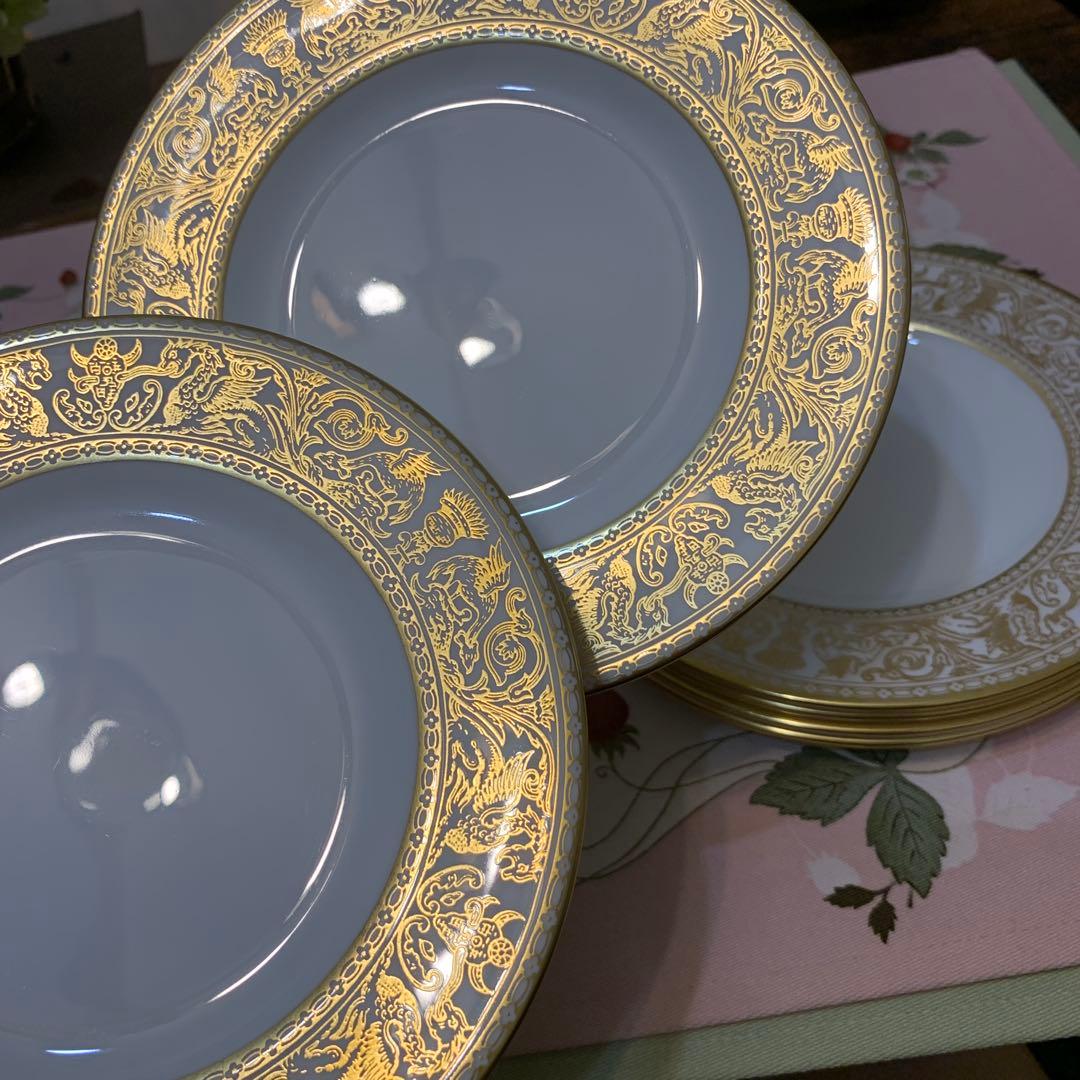 ウェッジウッド ゴールド　フロレンティーン　15.5cmケーキプレート 6枚