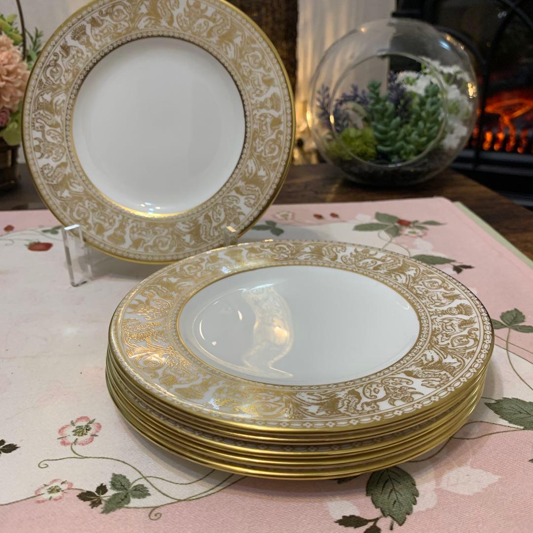 ウェッジウッド ゴールド　フロレンティーン　15.5cmケーキプレート 6枚