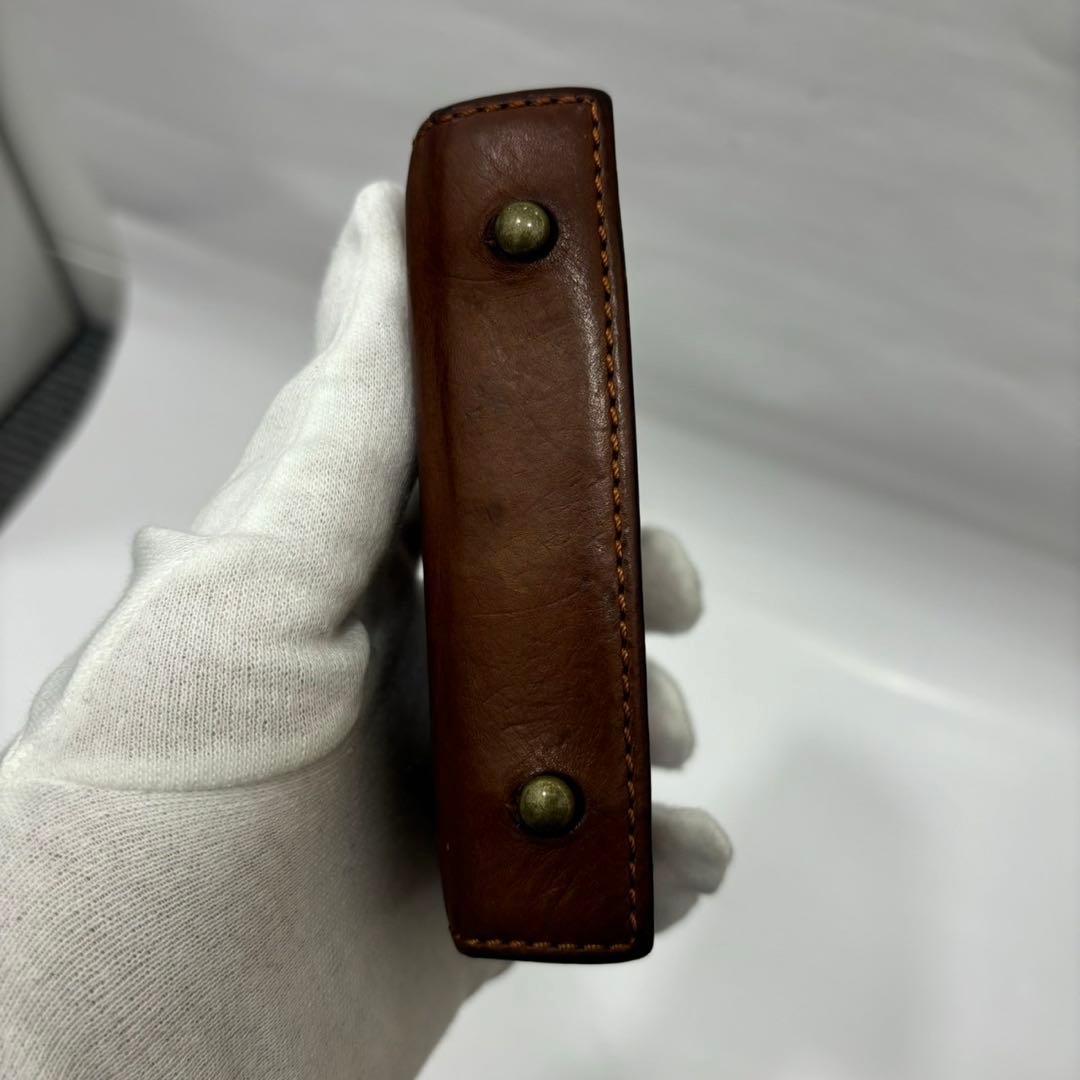 m+ エムピウ ミッレフォッリエ ブラウン レザー 財布