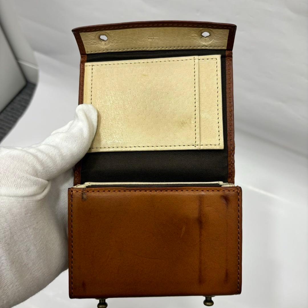 m+ エムピウ ミッレフォッリエ ブラウン レザー 財布