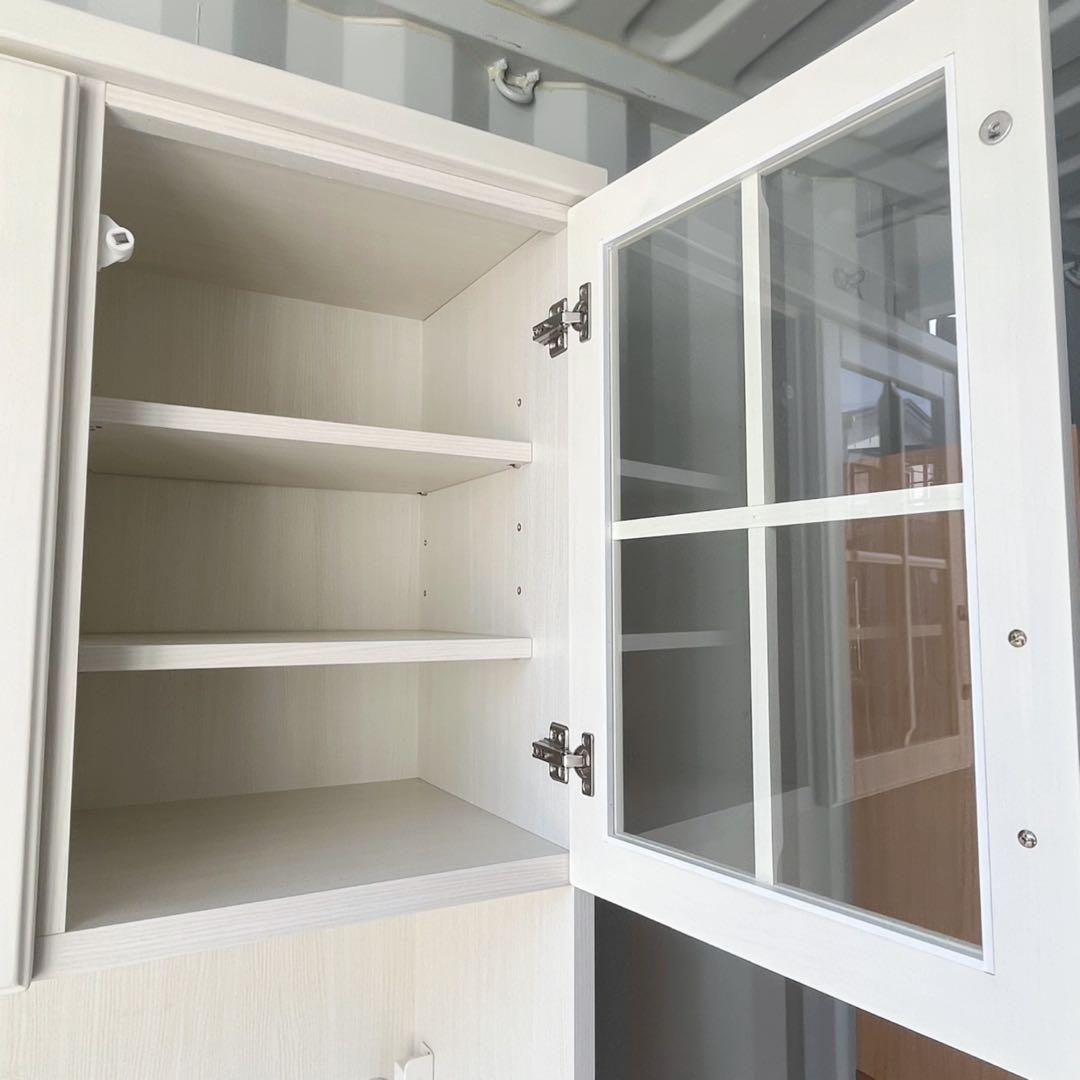 取付無料！ニトリ ミランダ アンティーク調アイボリーキッチンボード 食器棚✨