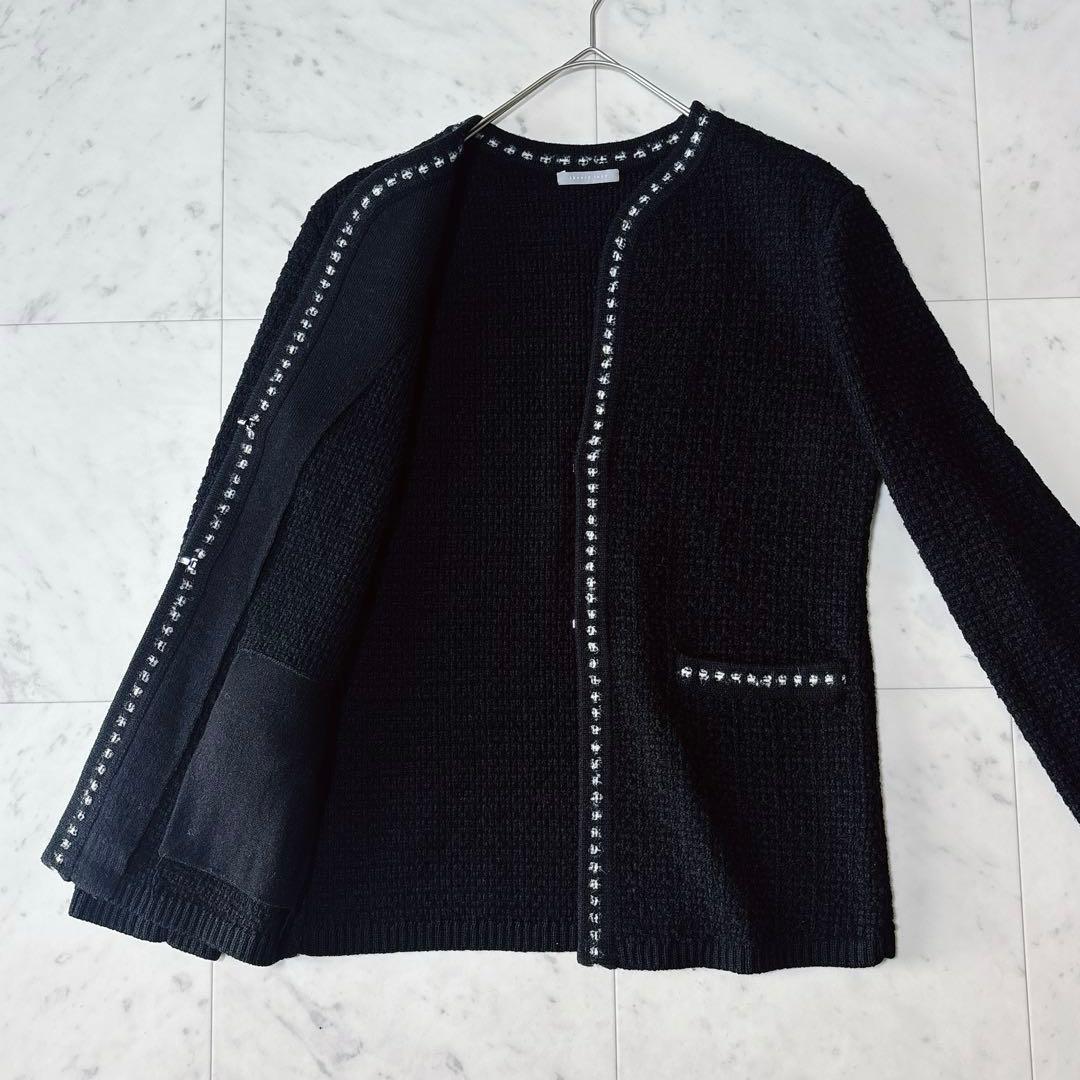 美品 23AW Theory luxe ツイード ノーカラー ニットジャケット