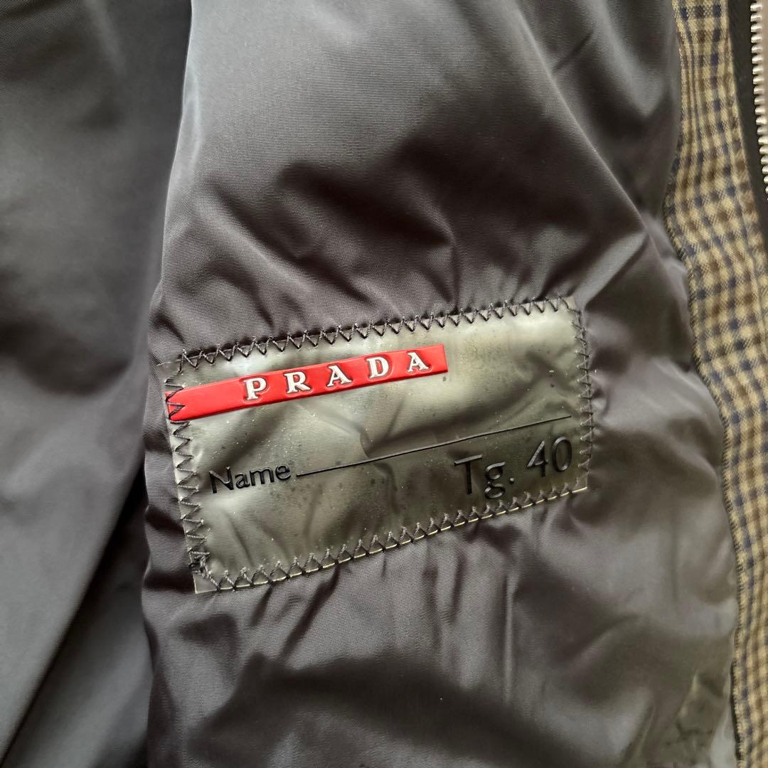 PRADA スポーツ　フード　チェック　ジャケット　ブルゾン　S 中綿