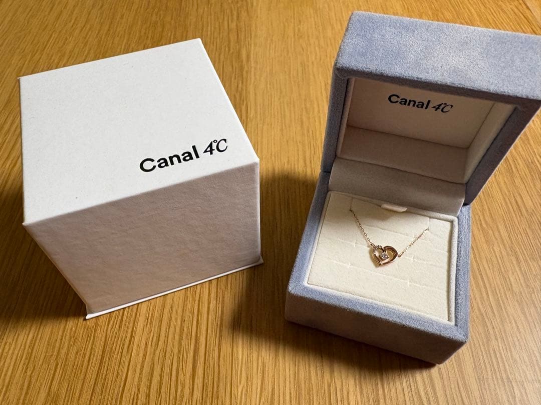 Canal 4℃ K10 ピンクゴールド ハート ネックレス 箱 保証書付