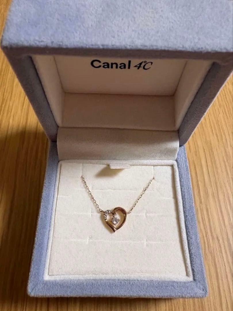 Canal 4℃ K10 ピンクゴールド ハート ネックレス 箱 保証書付