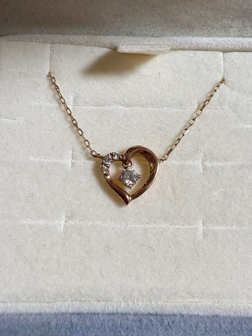 Canal 4℃ K10 ピンクゴールド ハート ネックレス 箱 保証書付