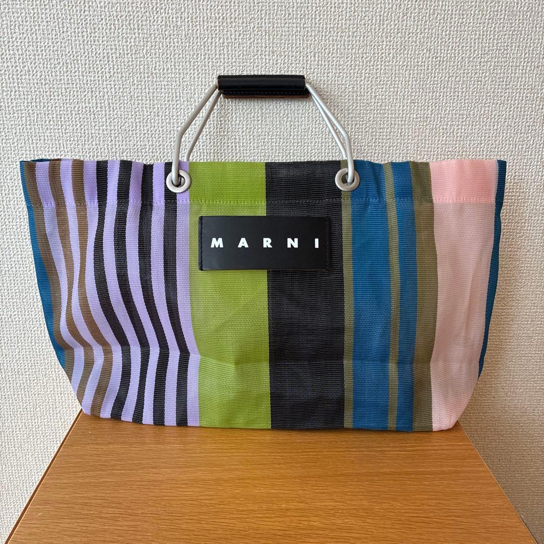MARNI Marketマルチカラー ストライプ トートバッグ