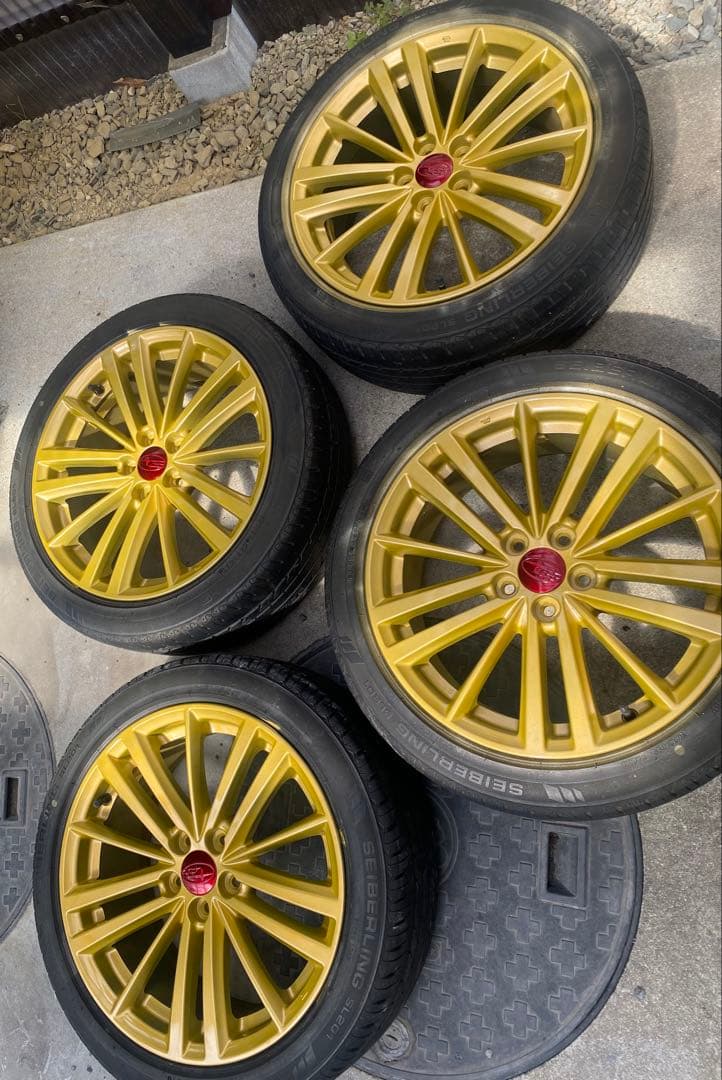 ④TTosh_T〈綺麗〉インプレッサ　純正ゴールドホイール17インチ