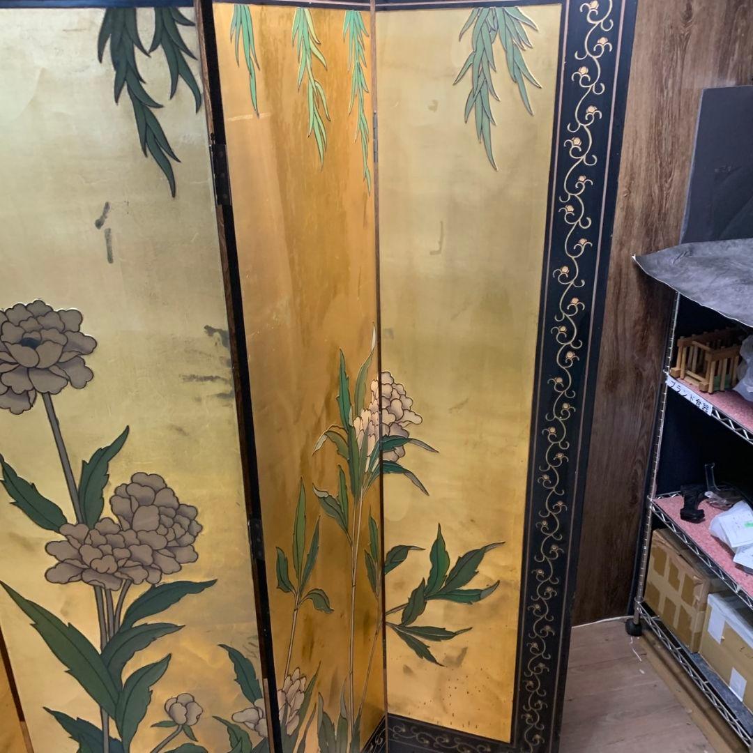 H923\" 金花屏風 衝立 間仕切り 6連 両面 2WAY