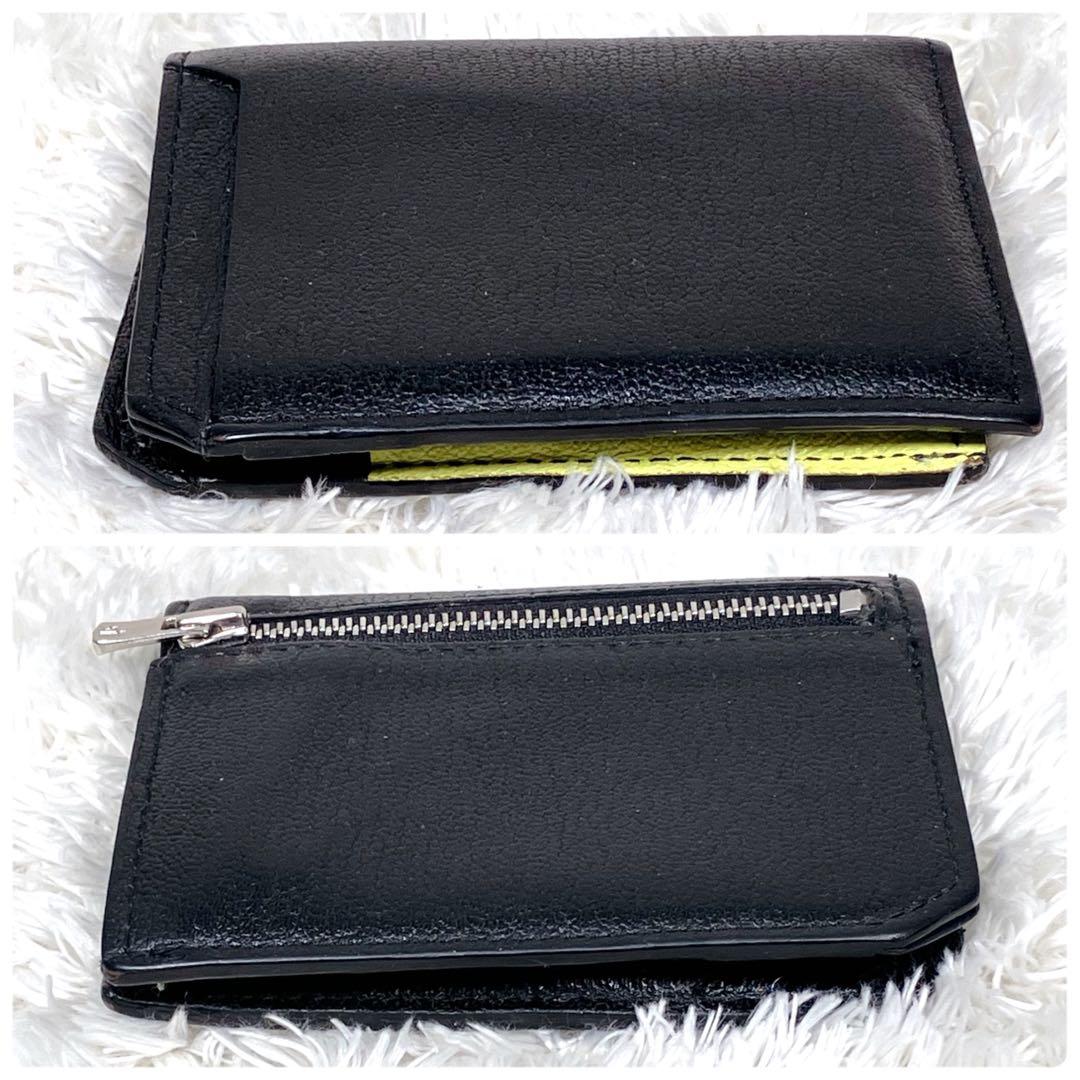 （美品）ラルコバレーノ　スマートミニウォレット　　レザー　ブラックxイエロー
