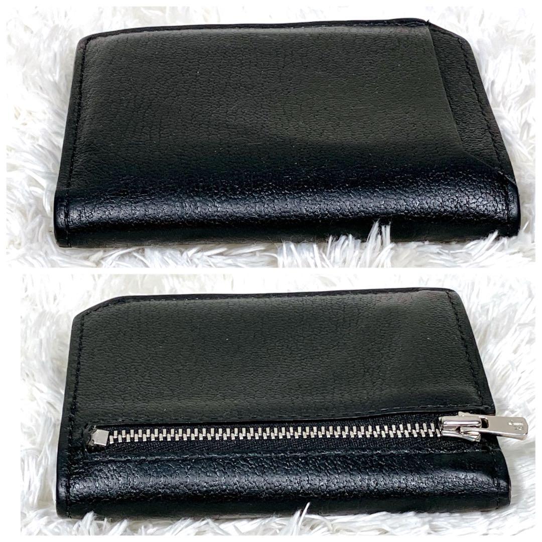 （美品）ラルコバレーノ　スマートミニウォレット　　レザー　ブラックxイエロー