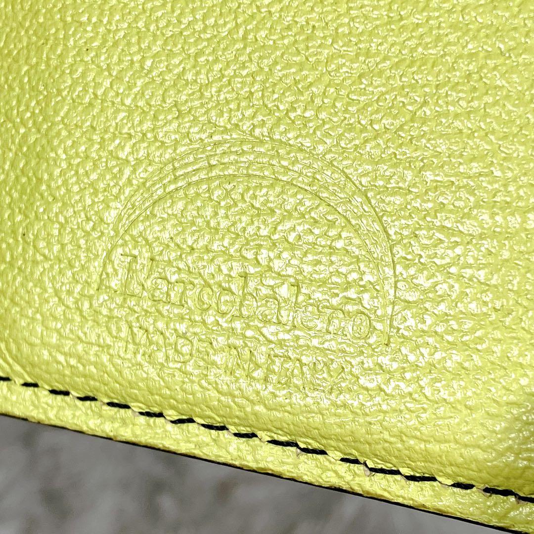 （美品）ラルコバレーノ　スマートミニウォレット　　レザー　ブラックxイエロー