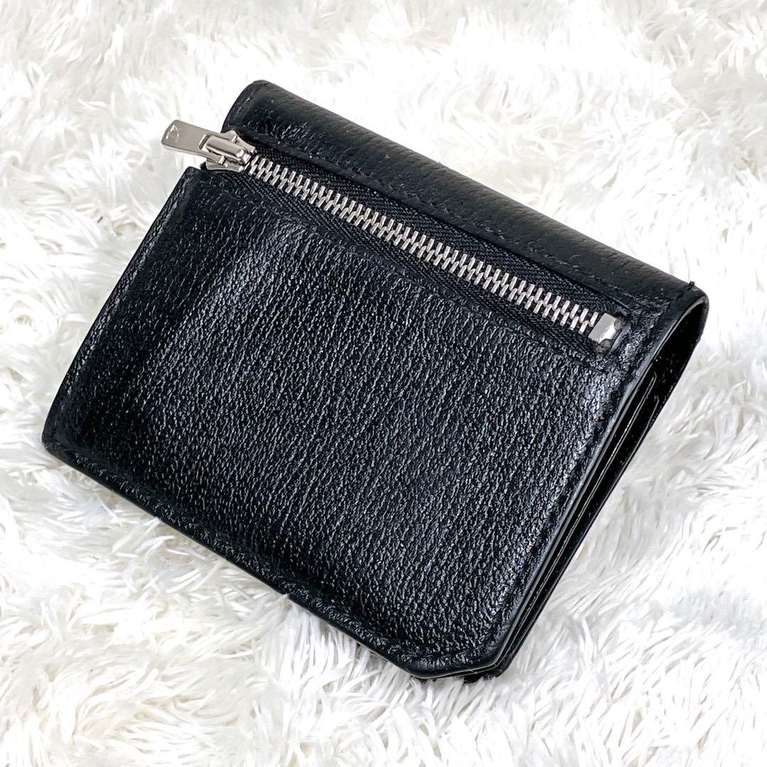 （美品）ラルコバレーノ　スマートミニウォレット　　レザー　ブラックxイエロー