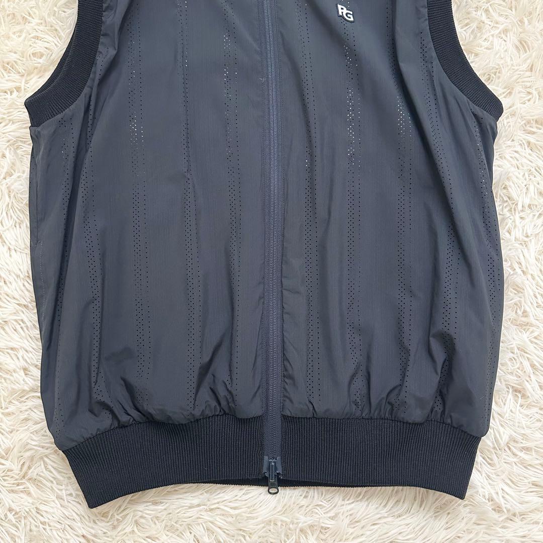 美品✨️パーリーゲイツ 24年 リバーシブル ロゴ総柄 ニットベスト ネイビー L