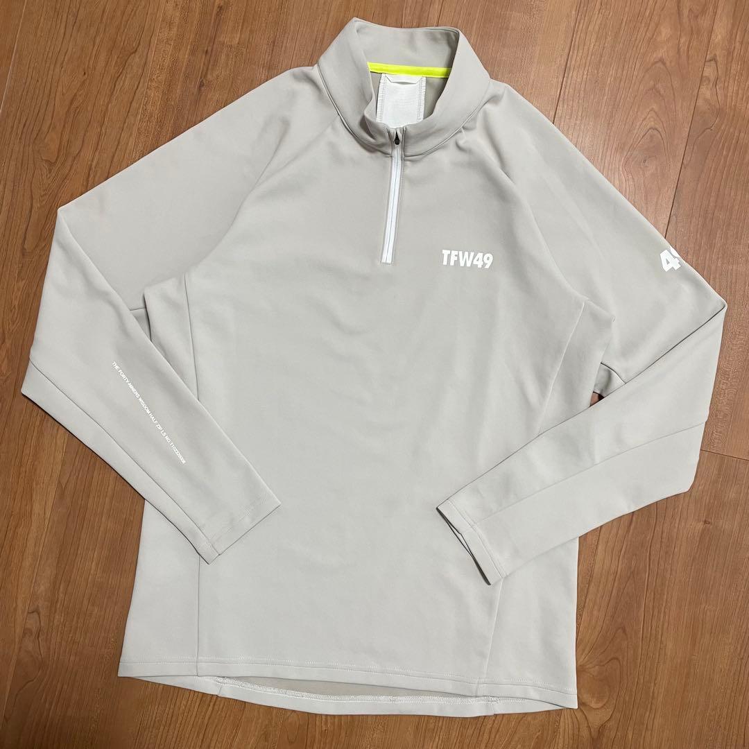 TFW49 ハーフジップ　ロングスリーブ　XL グレー　ベージュ　ゴルフ