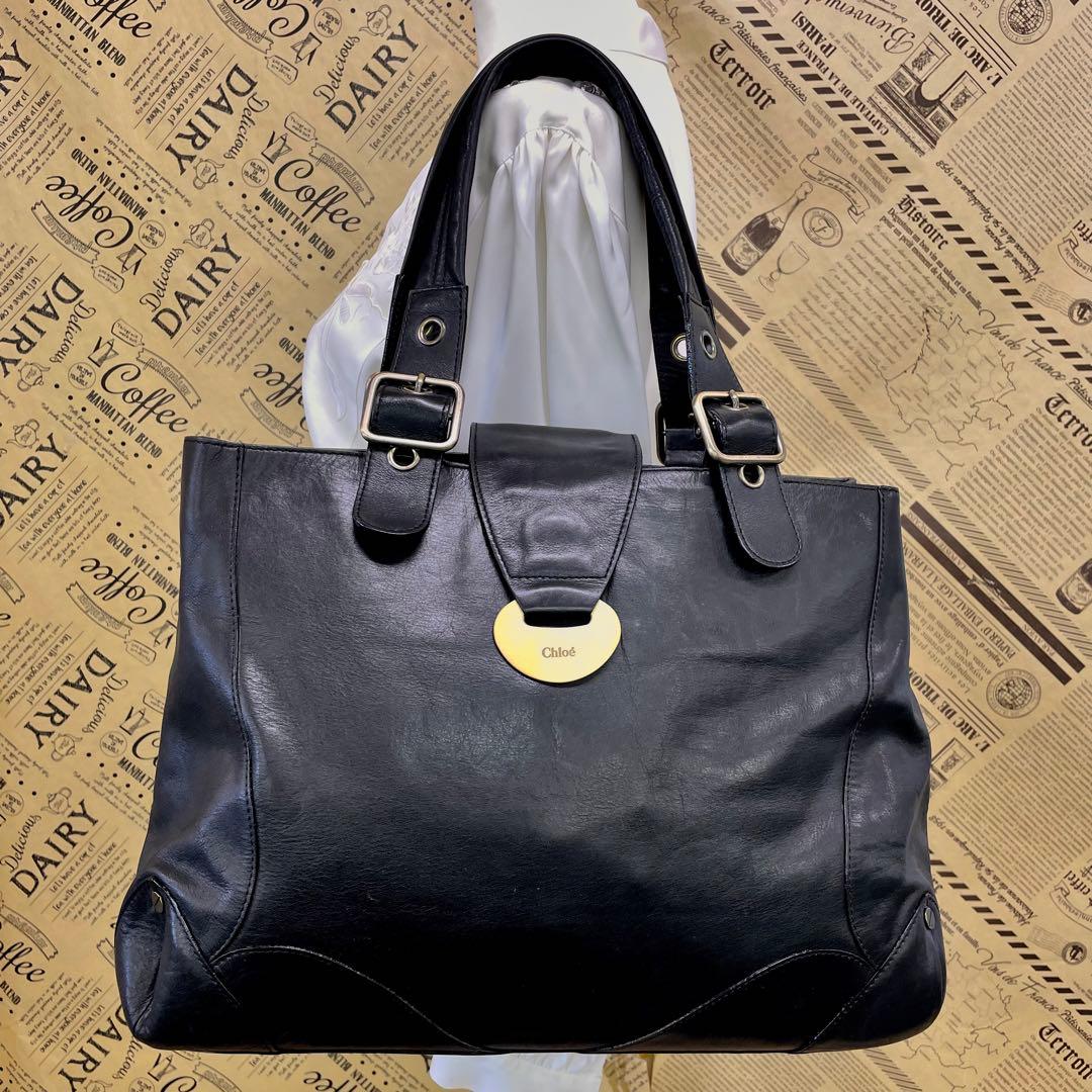 クロエ トート ビジネスバッグ 革 黒 フォーマル FP497