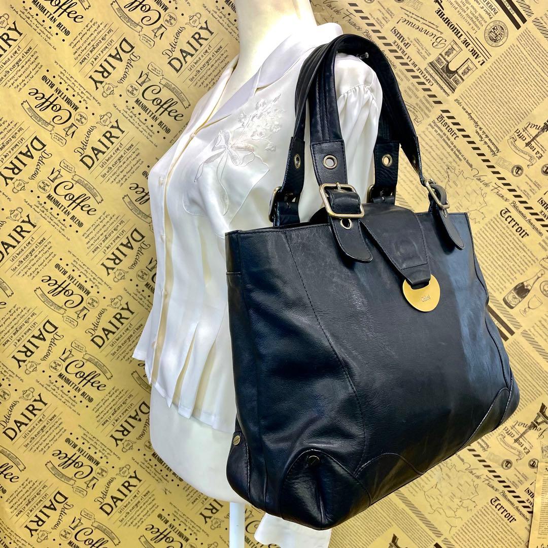 クロエ トート ビジネスバッグ 革 黒 フォーマル FP497