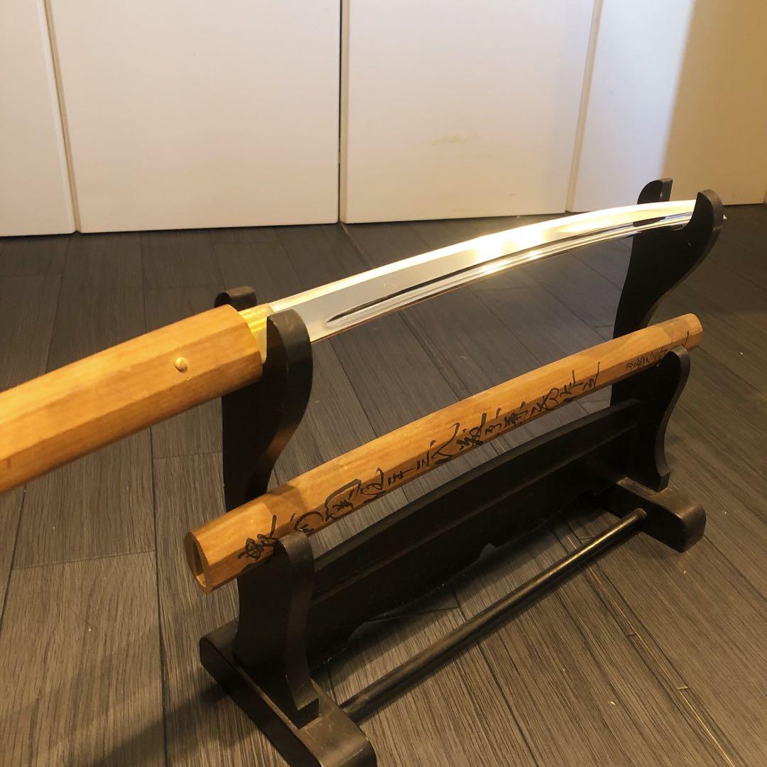 高級模造刀 白鞘 脇差　樋入り刀身　居合刀 濃州関住兼三代藤原兼房