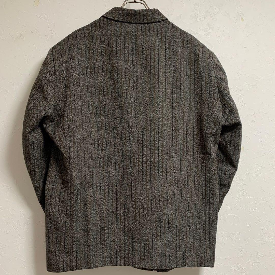 vintage レトロ古着 ベージュ ストライプ シングル セットアップ スーツ