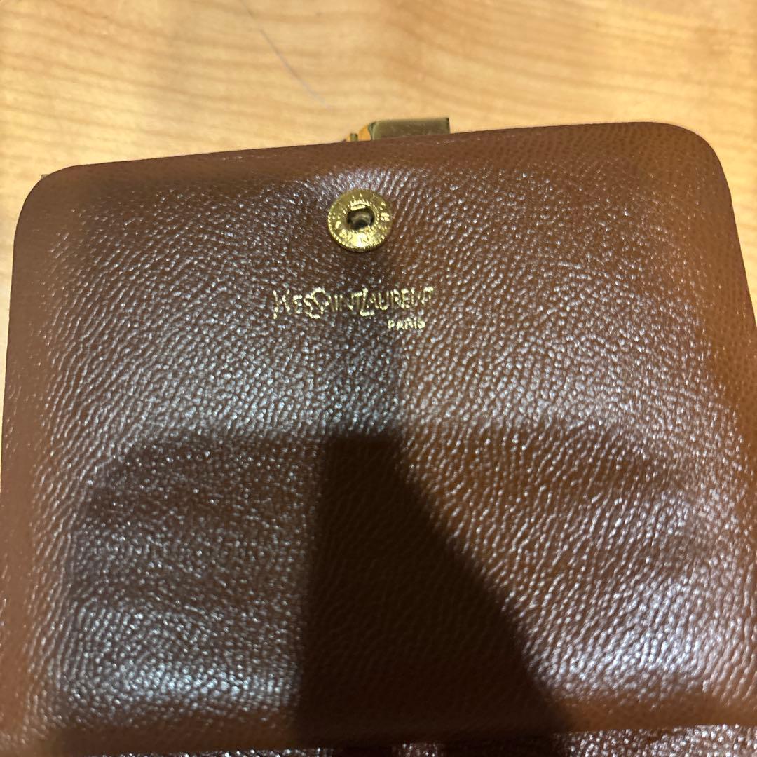 YSL ブラウンレザー 二つ折り財布　イヴ・サンローラン
