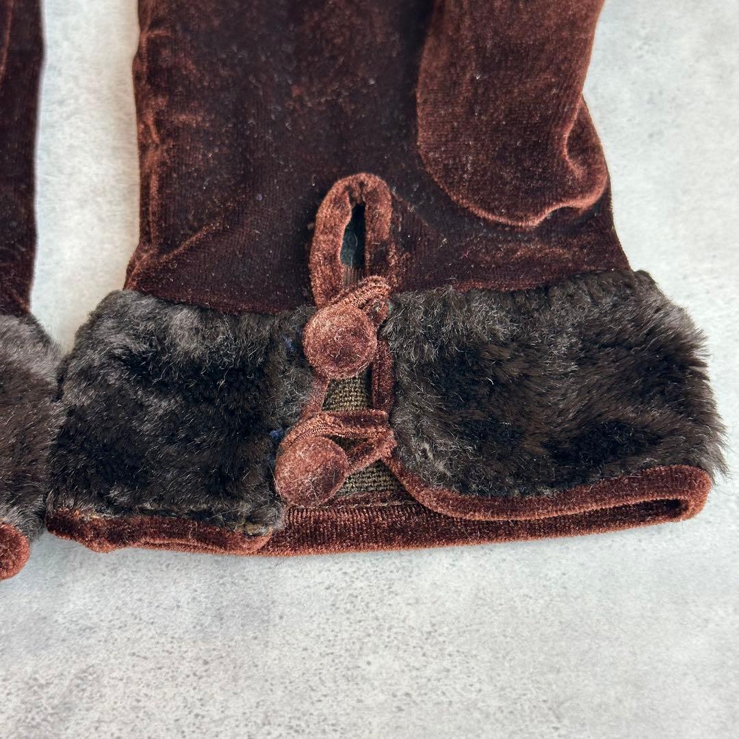 FENDI ズッカ金具　ベロア手袋　バーガンディ