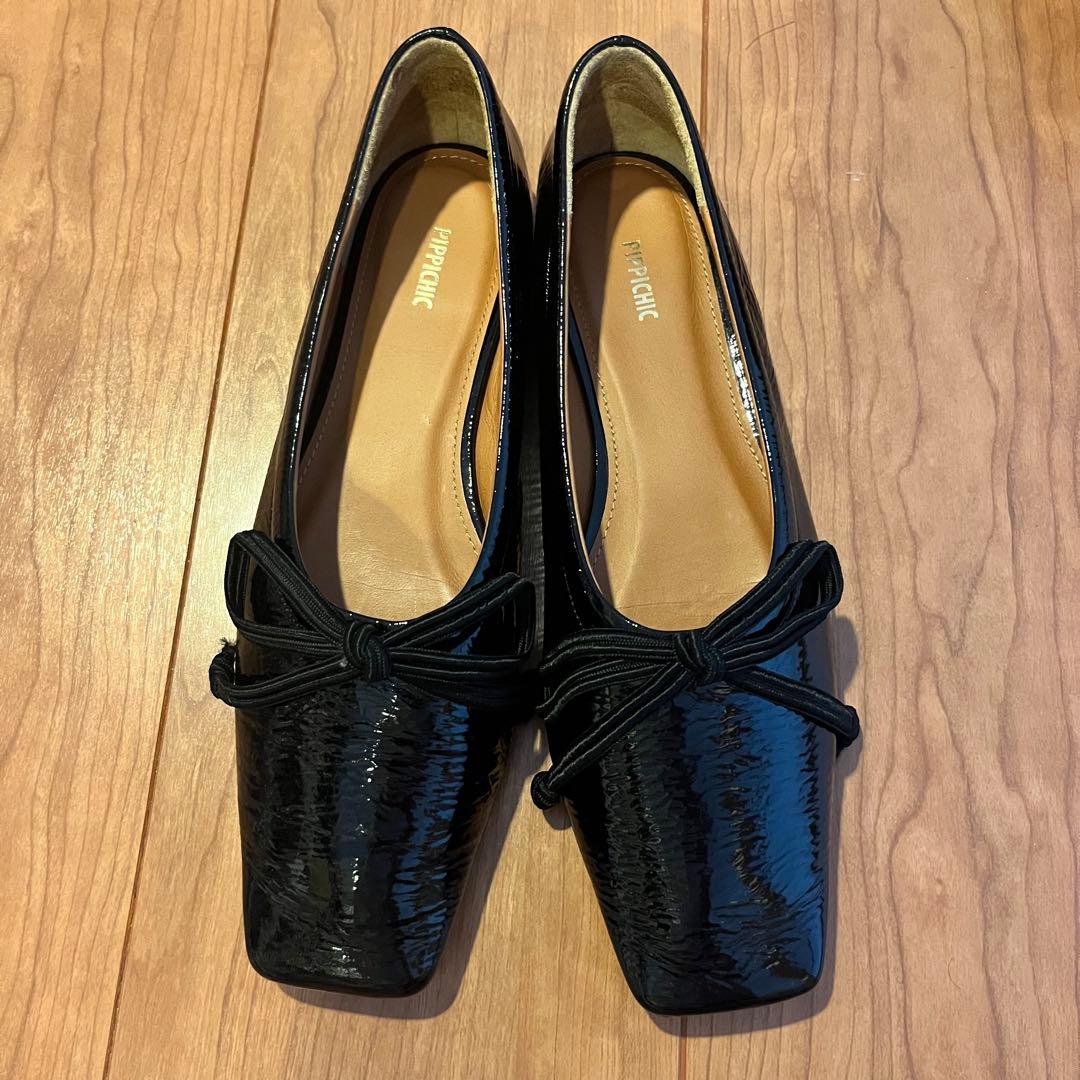 ピッピシック　リボンバレエシューズBLACK