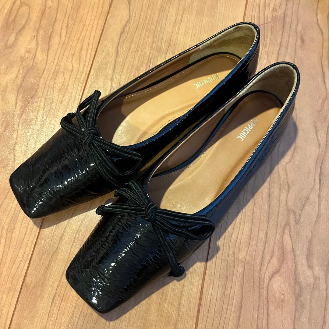 ピッピシック　リボンバレエシューズBLACK