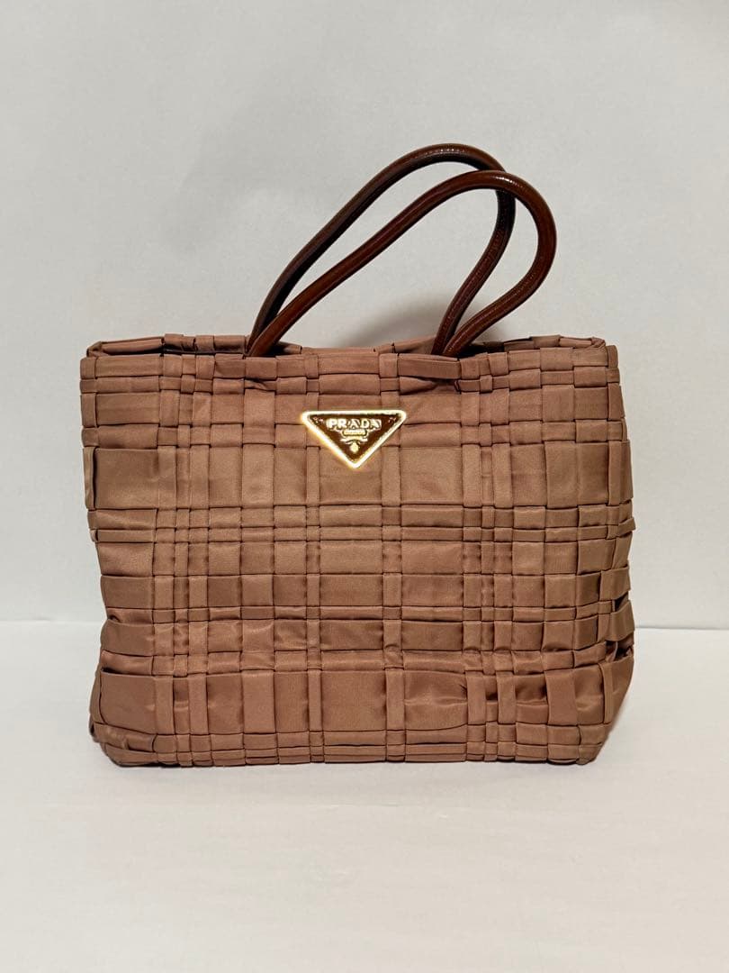 中古　PRADA トートバッグ　ピンクベージュ　ナイロン