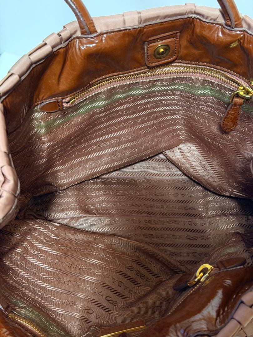 中古　PRADA トートバッグ　ピンクベージュ　ナイロン