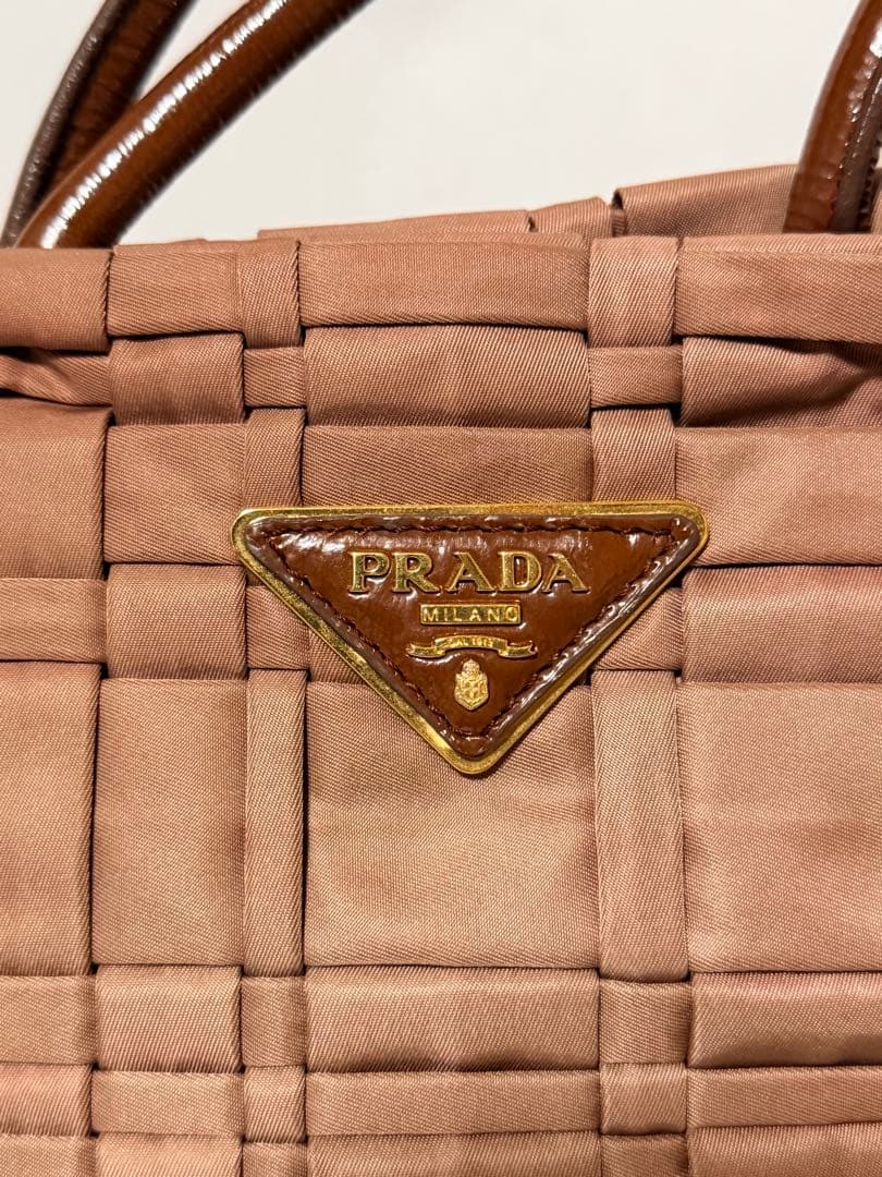 中古　PRADA トートバッグ　ピンクベージュ　ナイロン