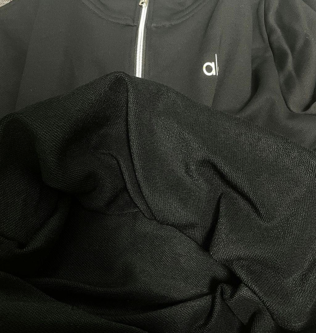 黒 half-zipハーフジップ スウェット alo yoga