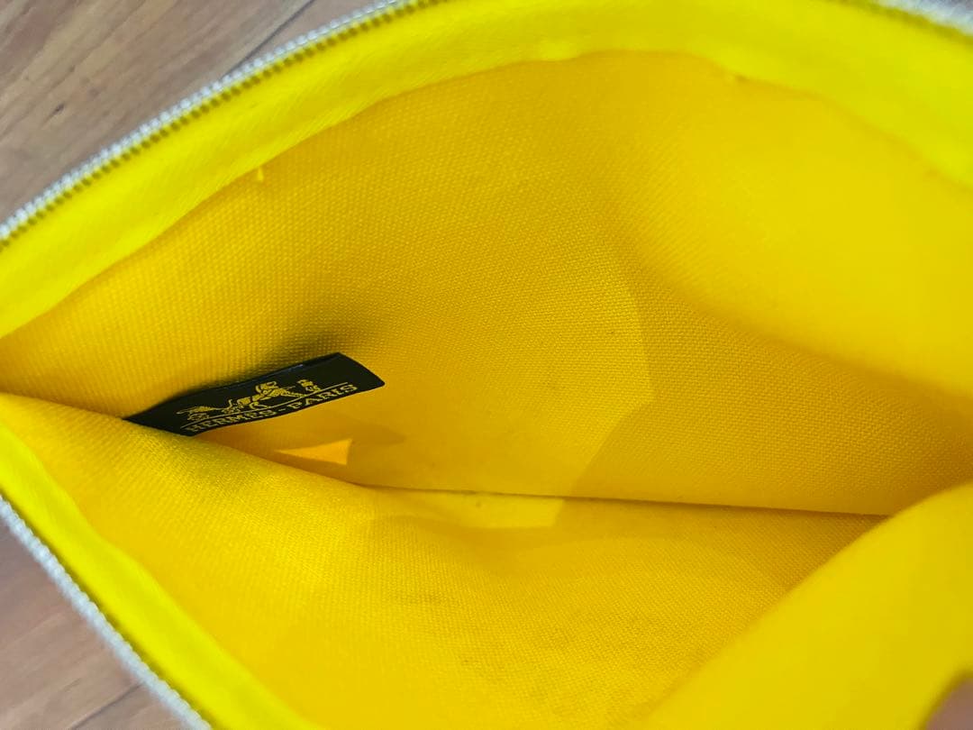 エルメス HERMES ポーチ ヨッティングPM イエロー シルバー金具