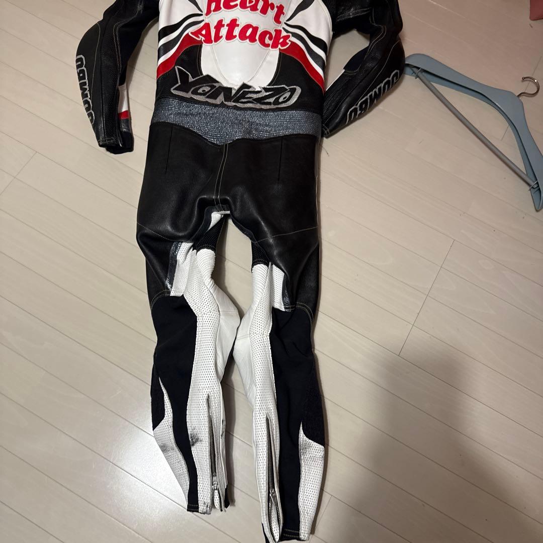 YONEZO 革ツナギ レーシングスーツ　黒/白/赤　MFJ公認　美品