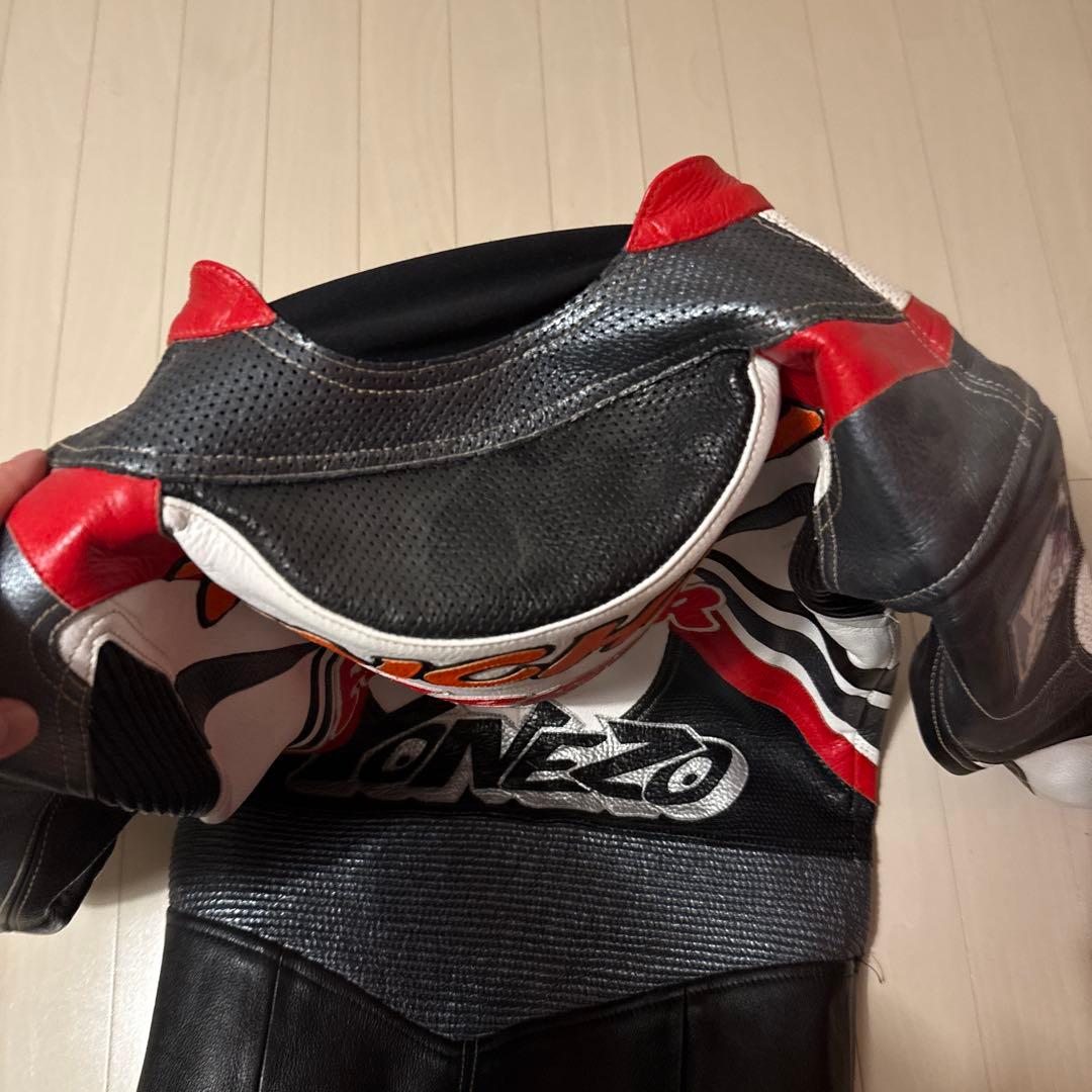 YONEZO 革ツナギ レーシングスーツ　黒/白/赤　MFJ公認　美品