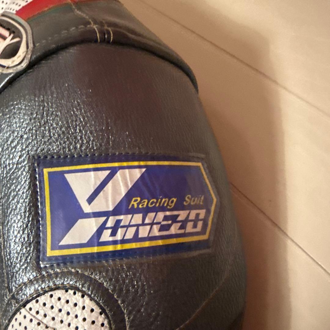 YONEZO 革ツナギ レーシングスーツ　黒/白/赤　MFJ公認　美品
