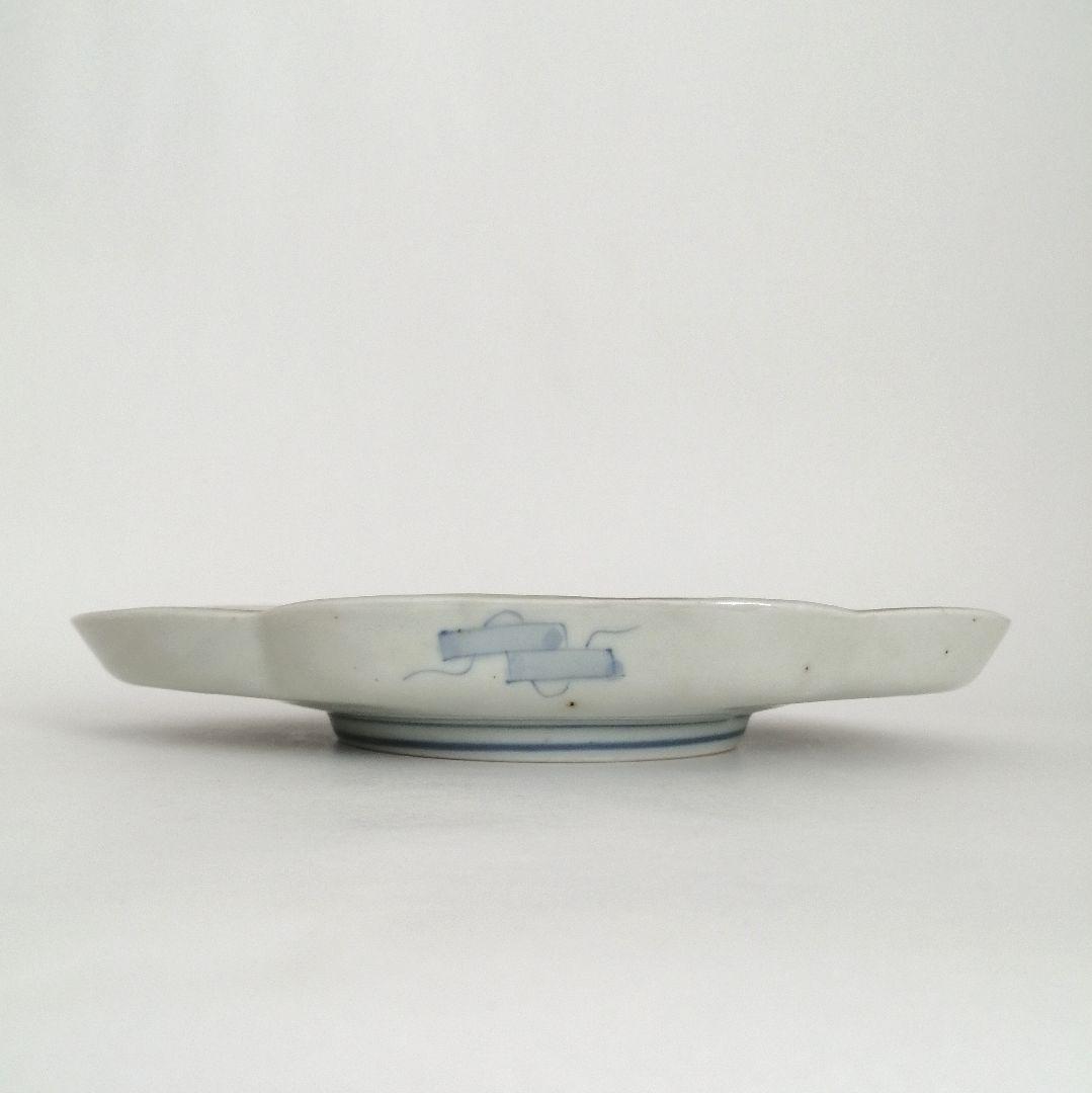 古伊万里　色絵　虫尽くし図　木瓜形　縁立皿