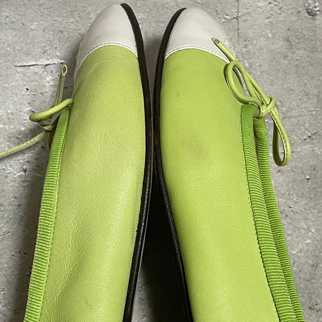 希少カラー　シャネル　CHANEL　バレエシューズ　ココマーク　バイカラー