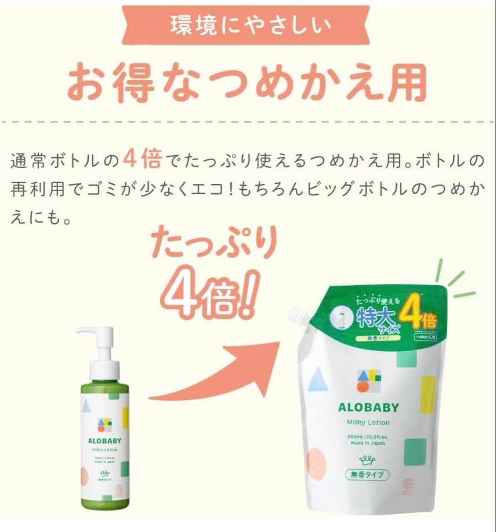 ALOBABY Milky Lotion 600ml 2個セット詰め替え用