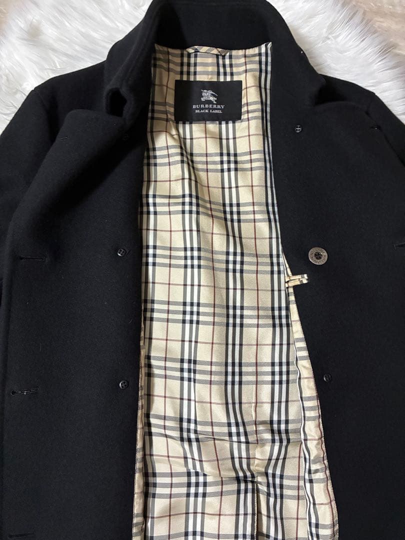 BURBERRY BLACK LABEL 黒 ダブルブレストピーコート