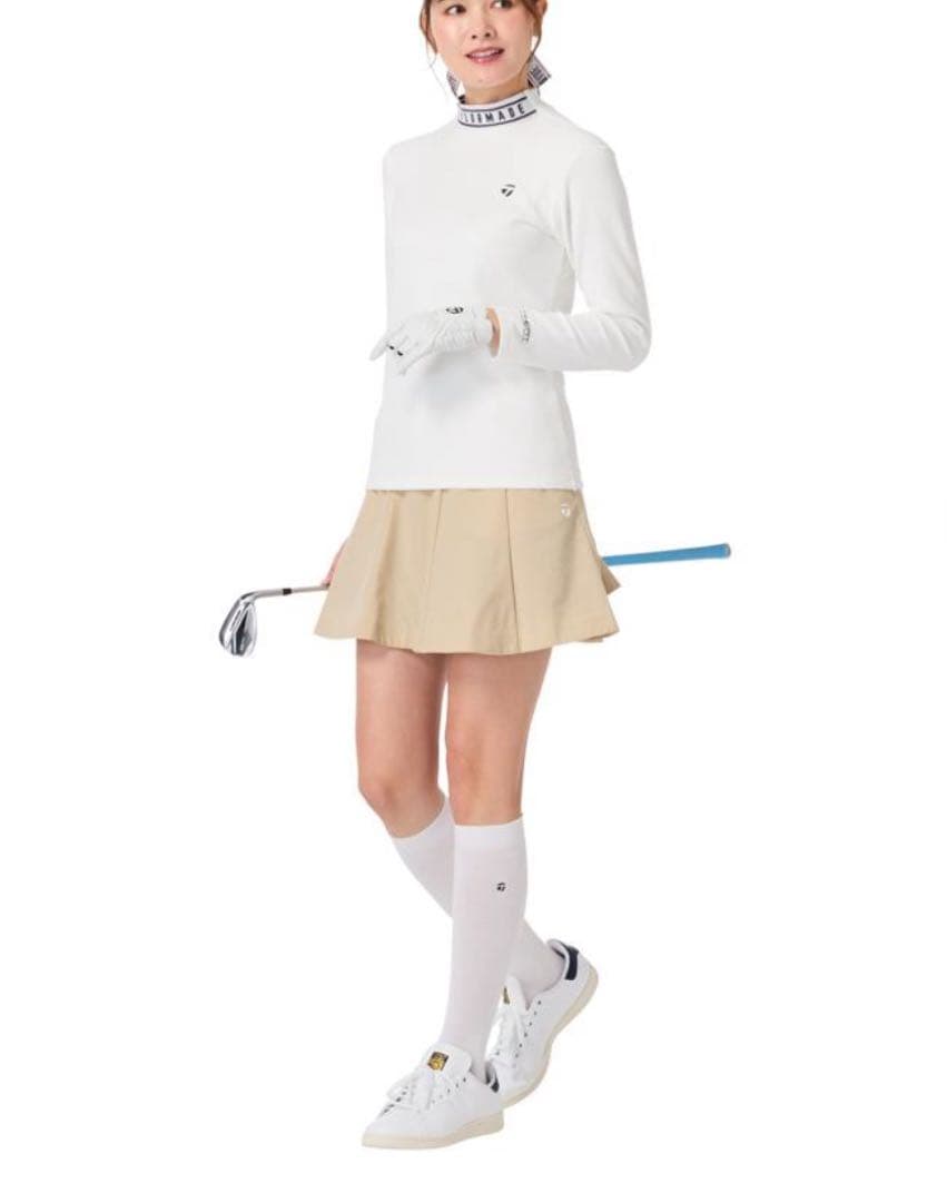 新品　テーラーメイド　スカート　フレア　ストレッチ　ベージュ　Lサイズ