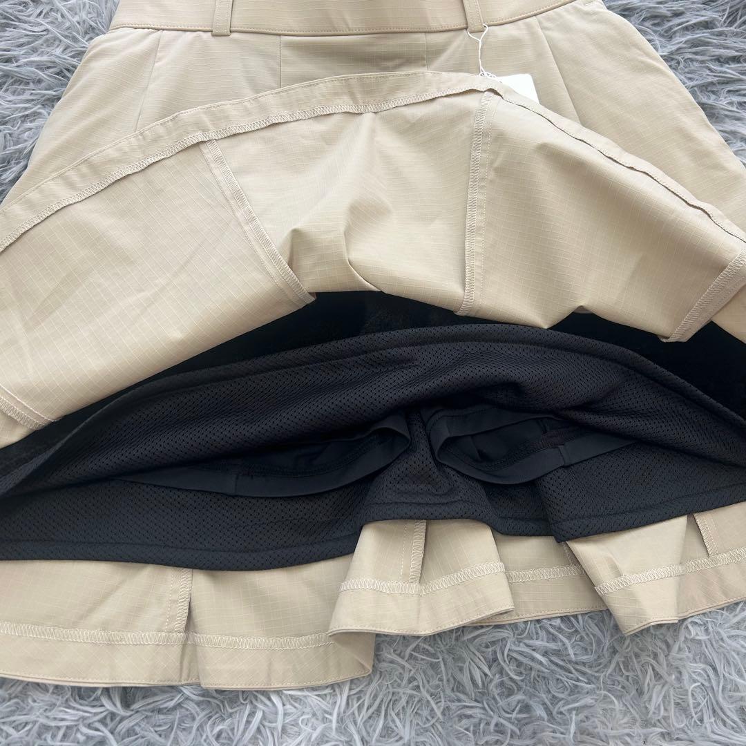 新品　テーラーメイド　スカート　フレア　ストレッチ　ベージュ　Lサイズ