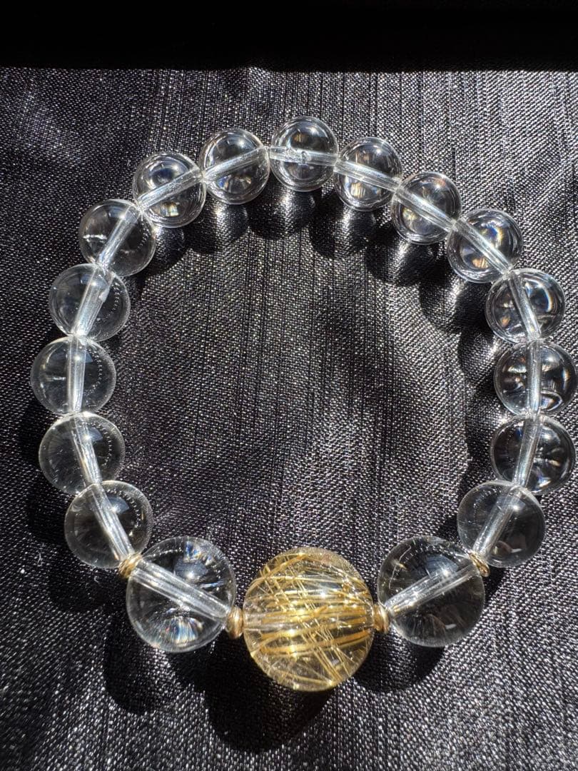 ⭐︎トップクオリティ⭐︎着色無しの本物⭐︎ゴールドルチル⭐︎ブレスレット⭐︎パワーストーン