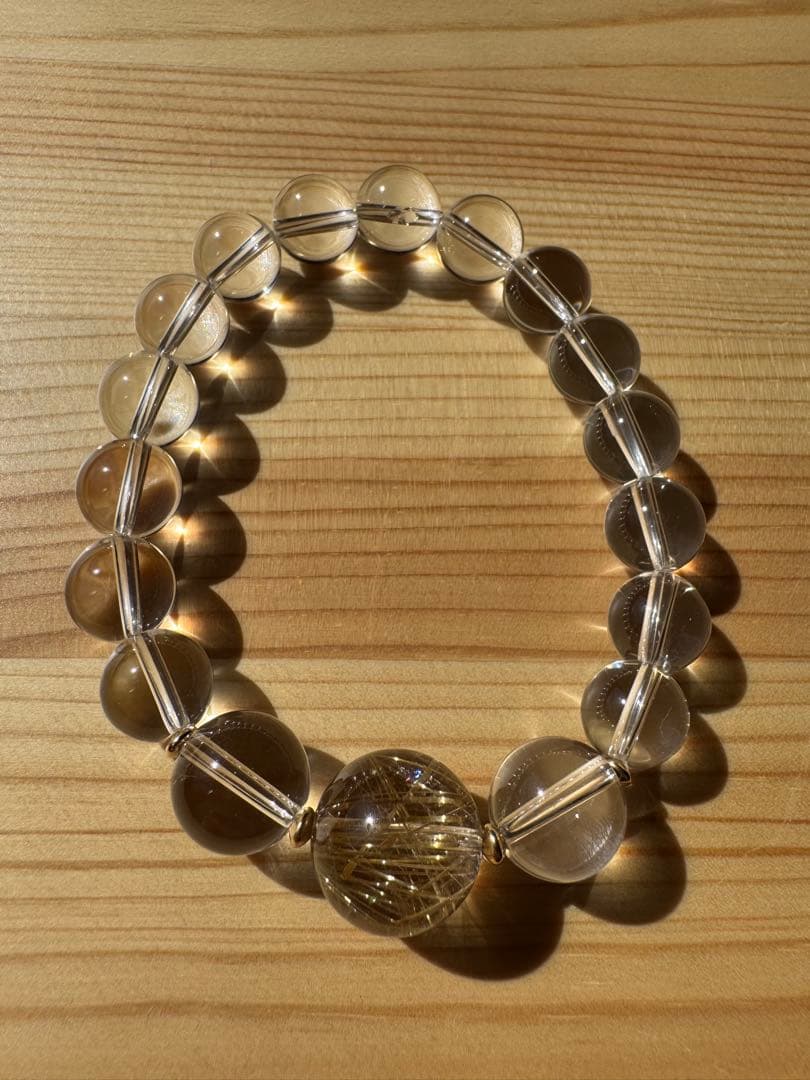 ⭐︎トップクオリティ⭐︎着色無しの本物⭐︎ゴールドルチル⭐︎ブレスレット⭐︎パワーストーン