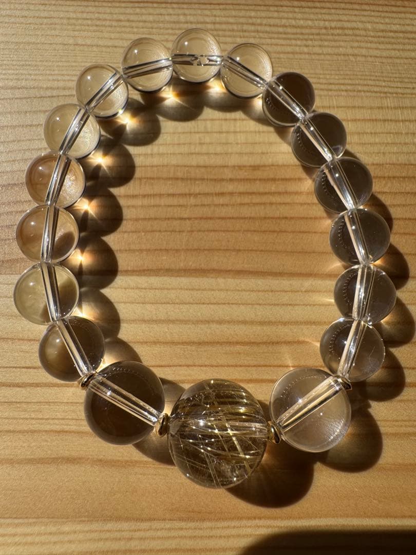 ⭐︎トップクオリティ⭐︎着色無しの本物⭐︎ゴールドルチル⭐︎ブレスレット⭐︎パワーストーン